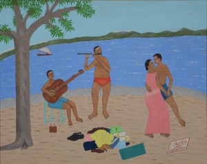 Philomé Obin, Haiti, On The Beach, n.d., oil on board, Rodman Collection, 69ɫƵ of New Jersey, gift of Janet Feldman